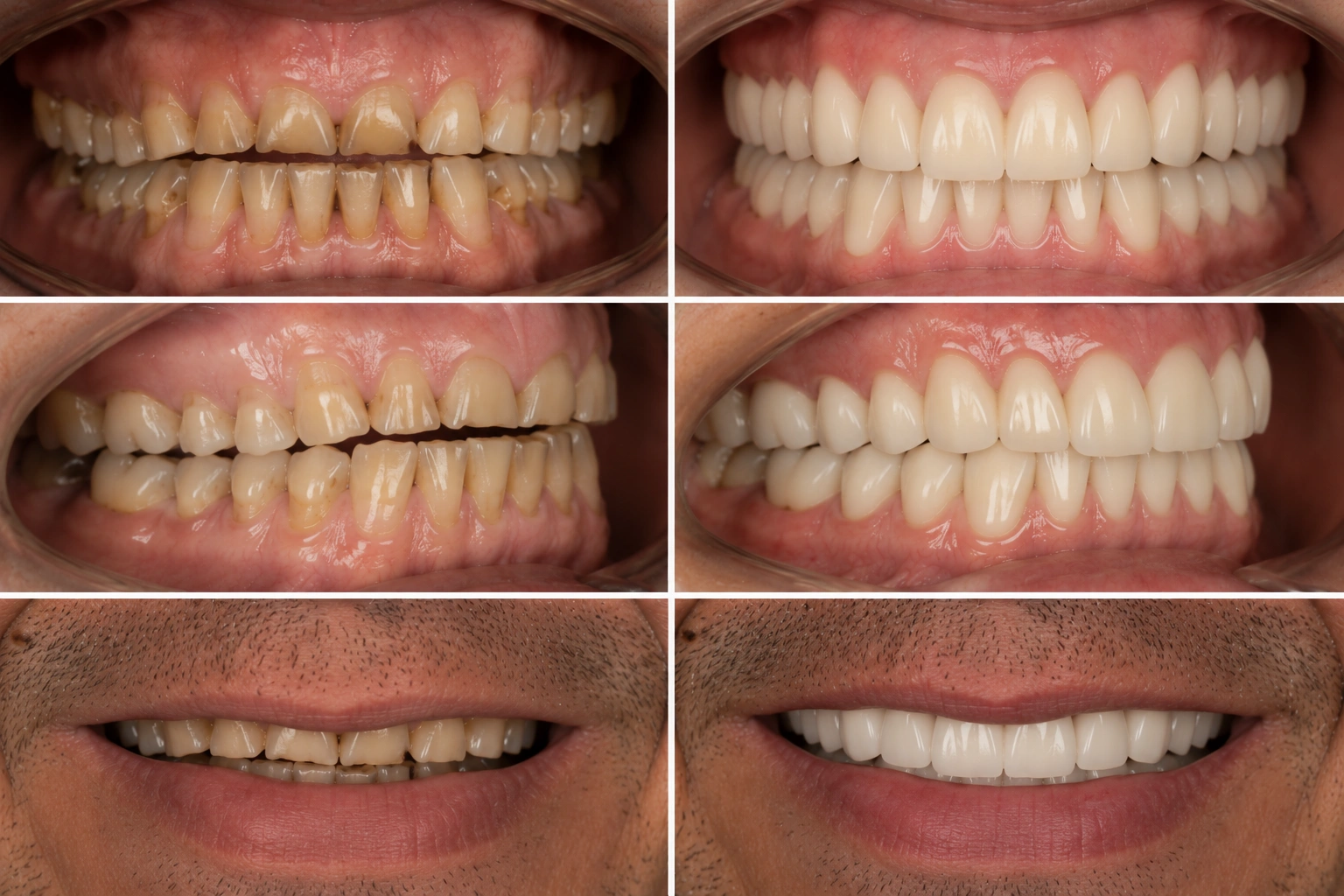 Bite and occlusal rehabilitation before and after.