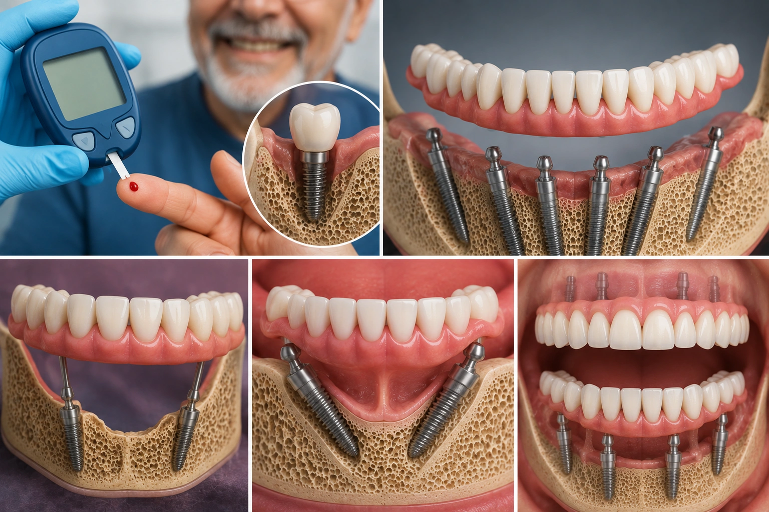 Dental implants for diabetic and no-bone cases illustration
