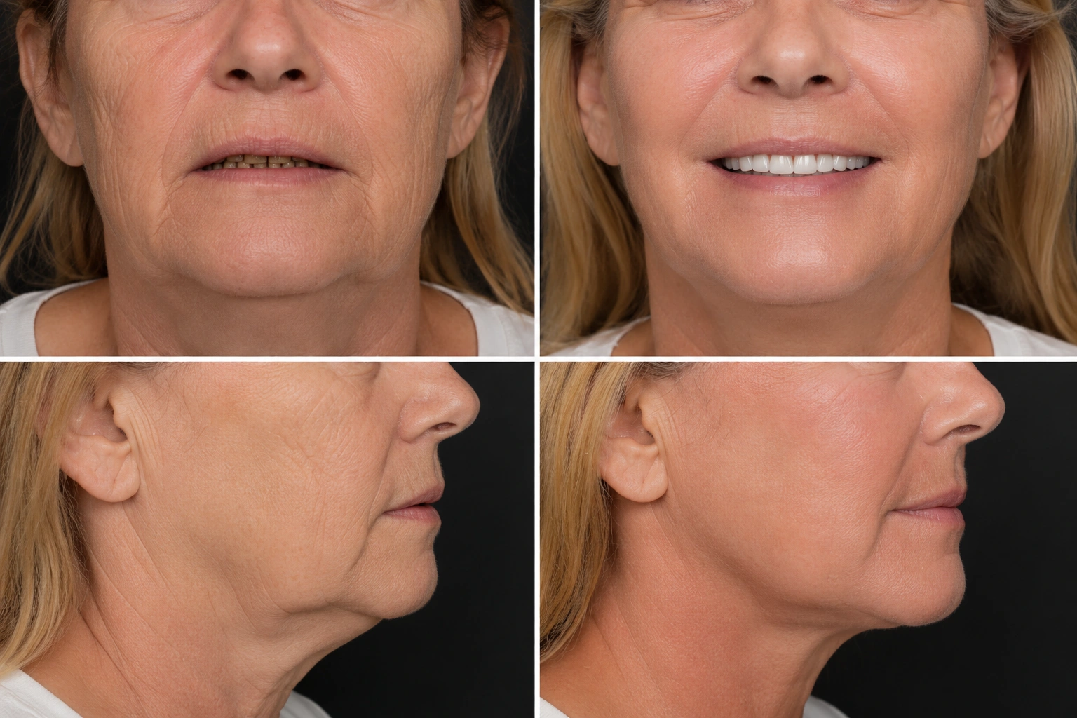 Reduced lower facial height before and after