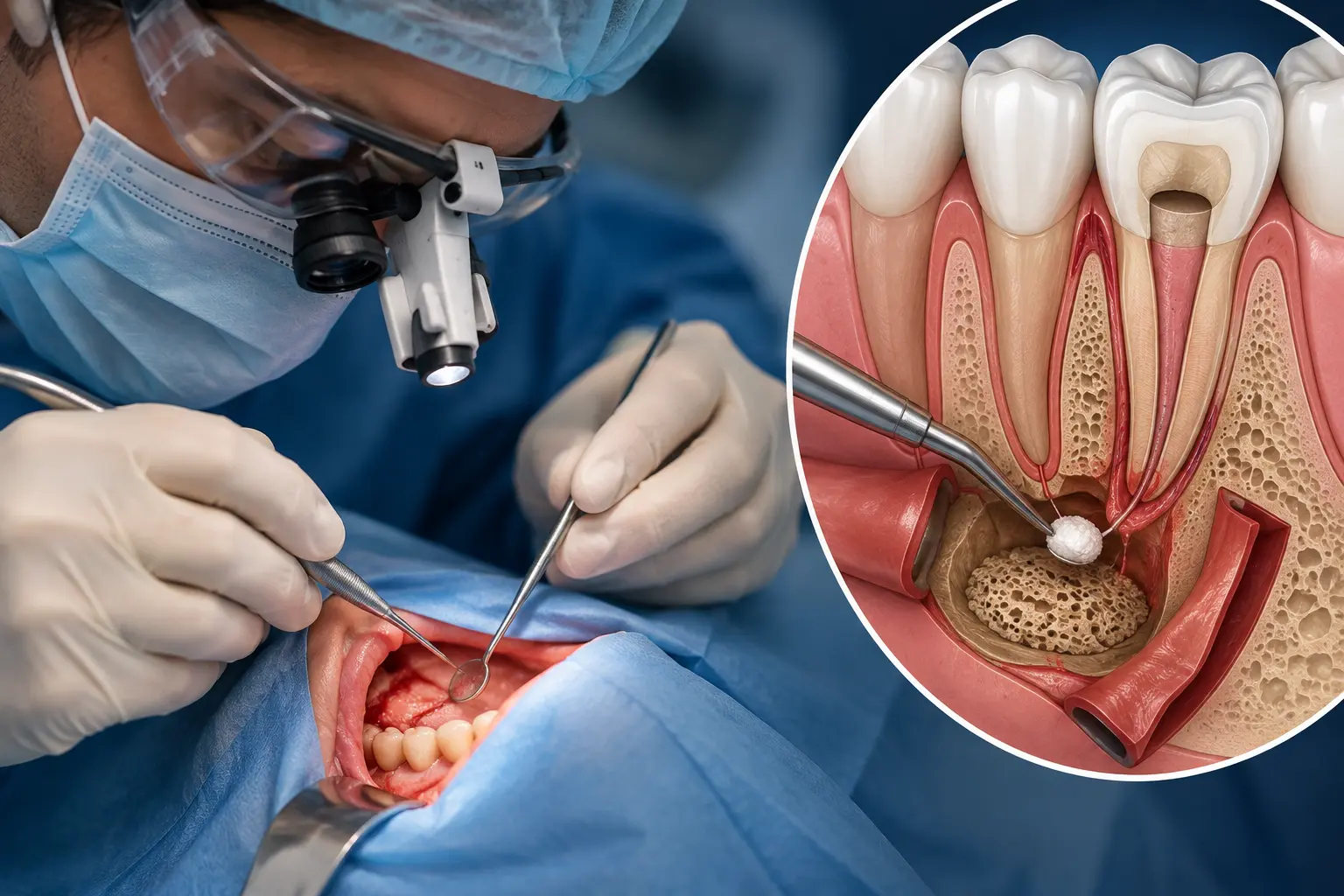 Root-end surgery or apicoectomy procedure