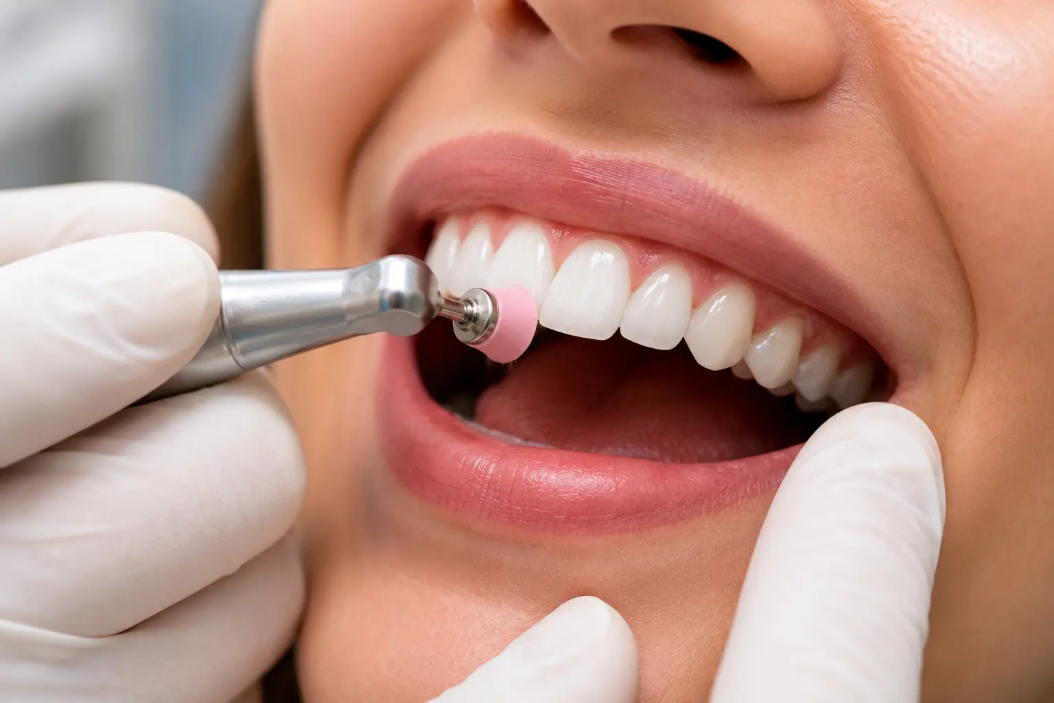 Teeth polishing treatment for a smooth, stain-free finish after scaling